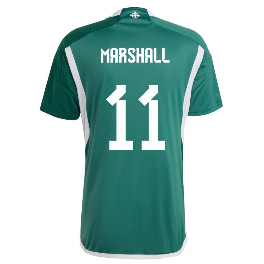メンズフットボール北アイルランドカラム・マーシャル#11緑ホームシャツ24-26ジャージーユニフォーム