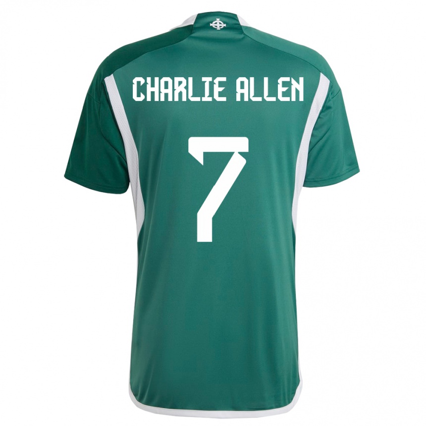 メンズフットボール北アイルランドCharlie Allen#7緑ホームシャツ24-26ジャージーユニフォーム