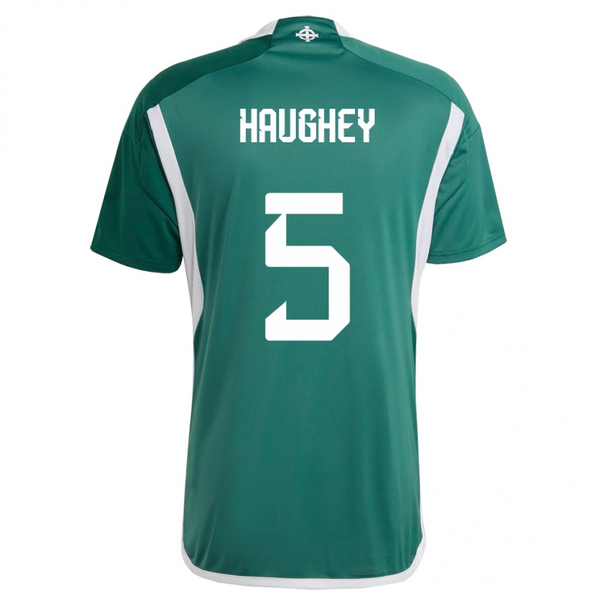 メンズフットボール北アイルランドConor Haughey#5緑ホームシャツ24-26ジャージーユニフォーム