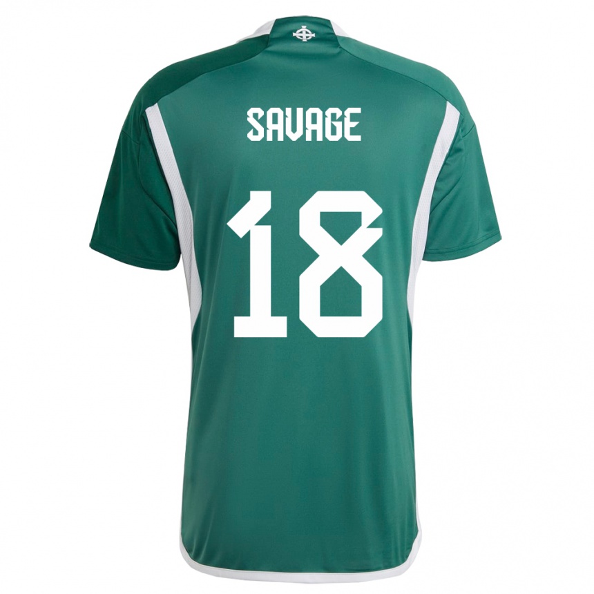 メンズフットボール北アイルランドTroy Savage#18緑ホームシャツ24-26ジャージーユニフォーム