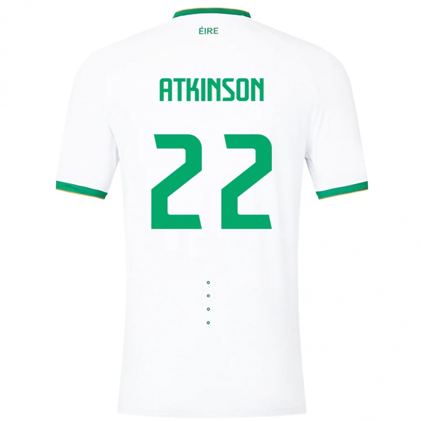 メンズフットボールアイルランド島Isibeal Atkinson#22白アウェイシャツ24-26ジャージーユニフォーム