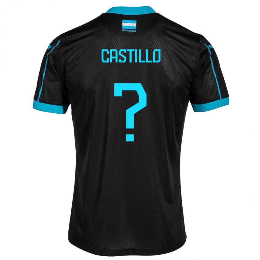 メンズフットボールホンジュラスJeferson Castillo#0黒アウェイシャツ24-26ジャージーユニフォーム