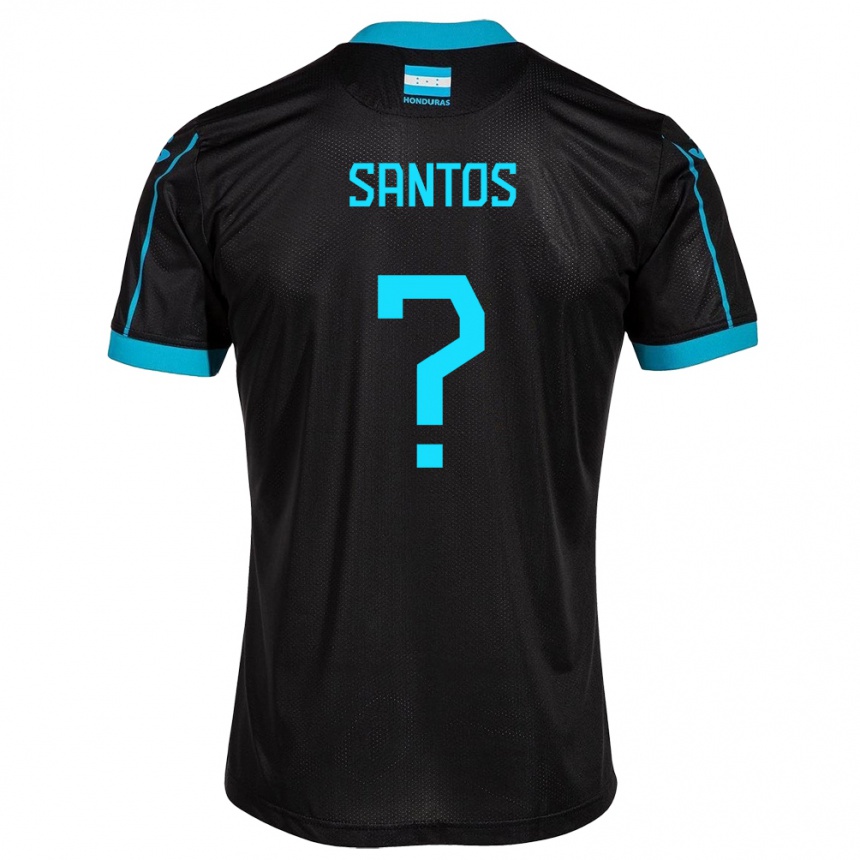 メンズフットボールホンジュラスDenessis Santos#0黒アウェイシャツ24-26ジャージーユニフォーム