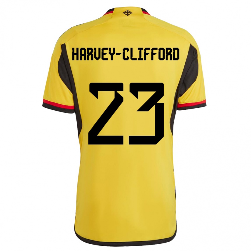 メンズフットボール北アイルランドMaddy Harvey-Clifford#23白アウェイシャツ24-26ジャージーユニフォーム