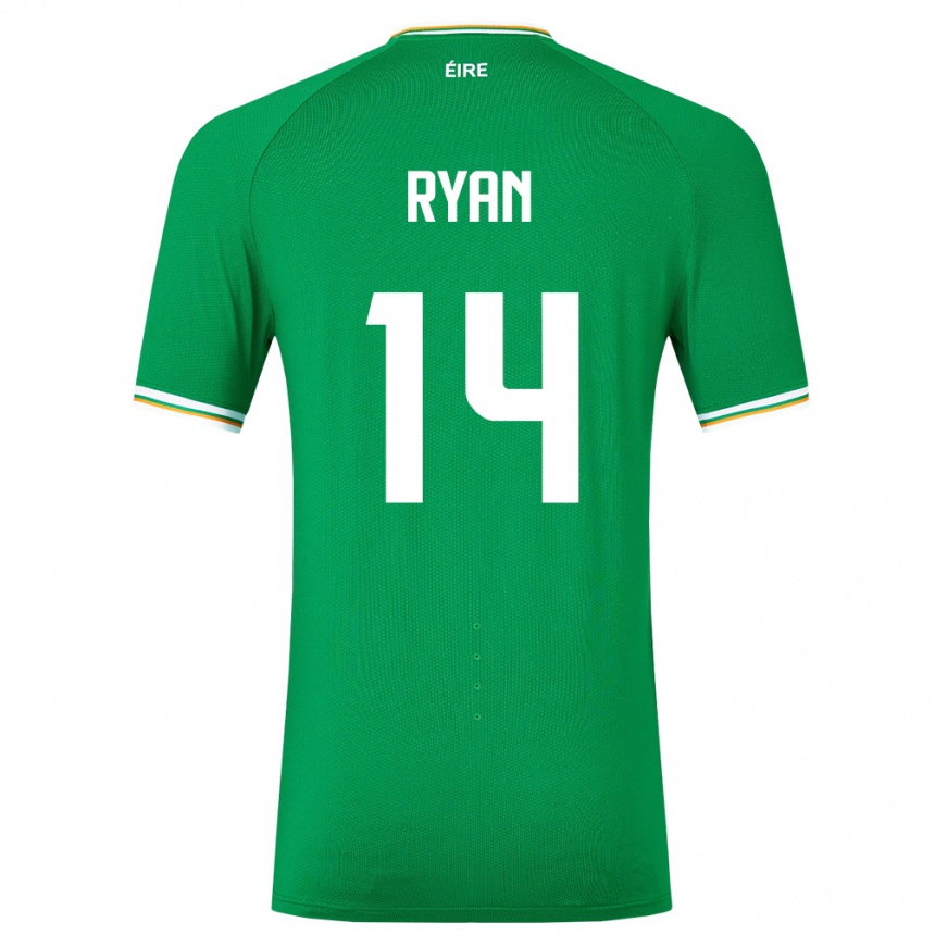 レディースフットボールアイルランド島John Ryan#14緑ホームシャツ24-26ジャージーユニフォーム