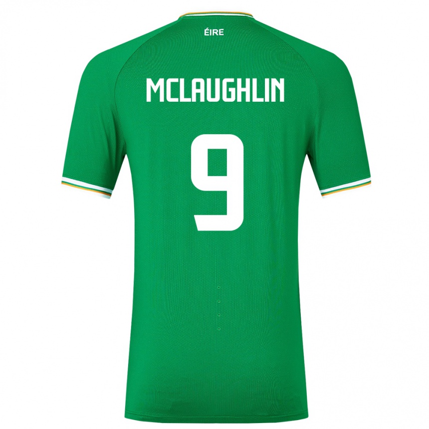 レディースフットボールアイルランド島Erin Mclaughlin#9緑ホームシャツ24-26ジャージーユニフォーム