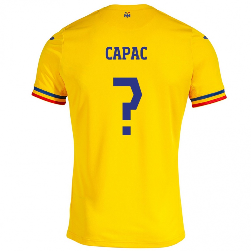 レディースフットボールルーマニアAlexandru Capac#0イエローホームシャツ24-26ジャージーユニフォーム