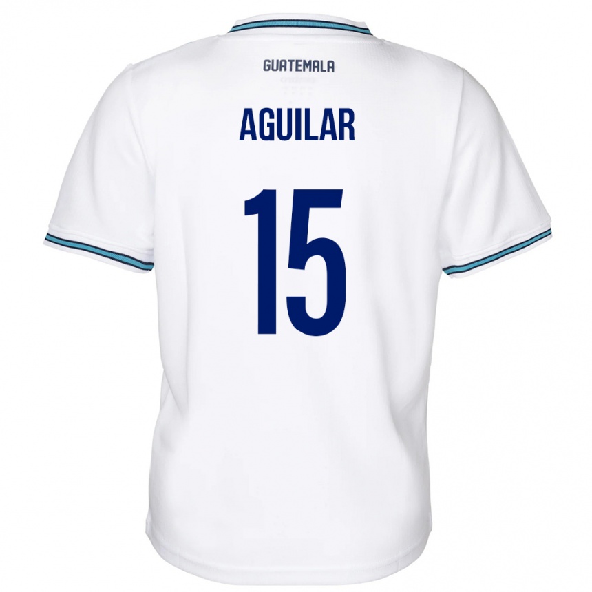 レディースフットボールグアテマラCarlos Aguilar#15白ホームシャツ24-26ジャージーユニフォーム