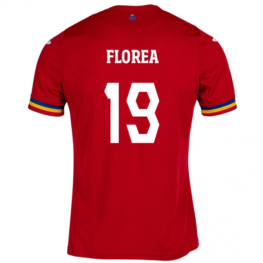 レディースフットボールルーマニアRăzvan Florea#19赤アウェイシャツ24-26ジャージーユニフォーム