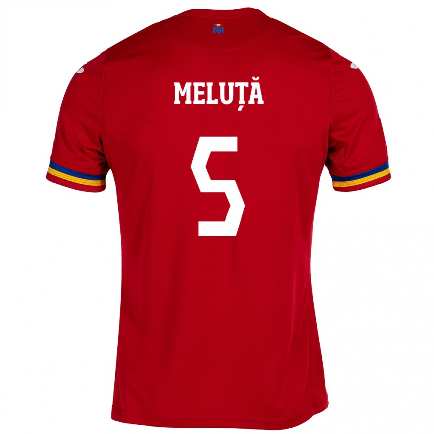 レディースフットボールルーマニアTeodora Meluță#5赤アウェイシャツ24-26ジャージーユニフォーム