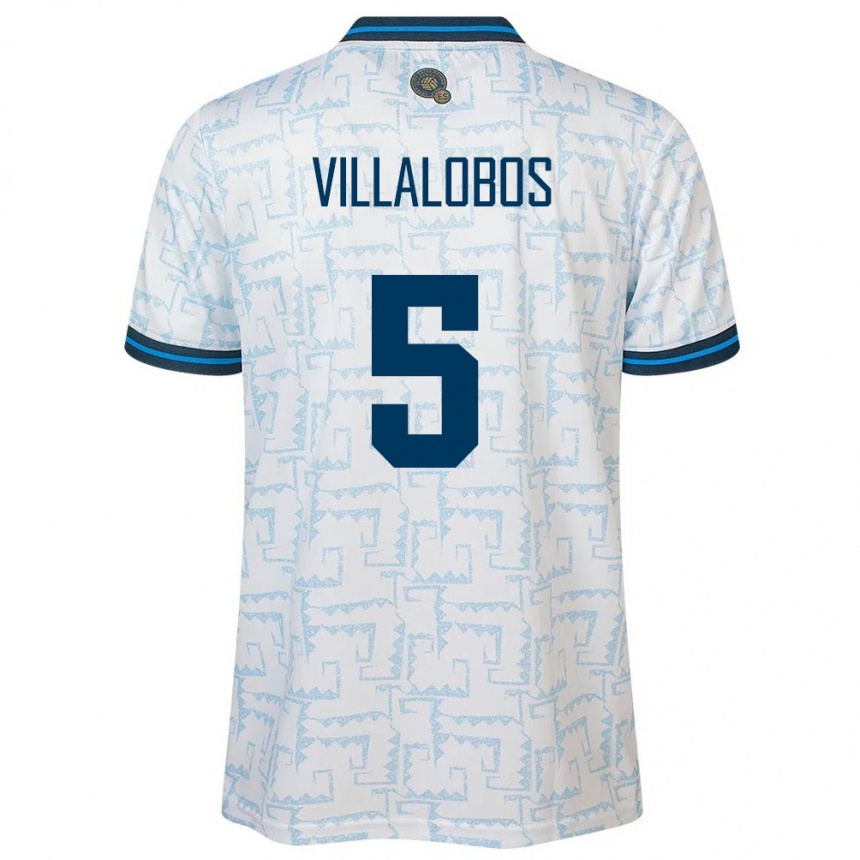 レディースフットボールエルサルバドルKristian Villalobos#5白アウェイシャツ24-26ジャージーユニフォーム