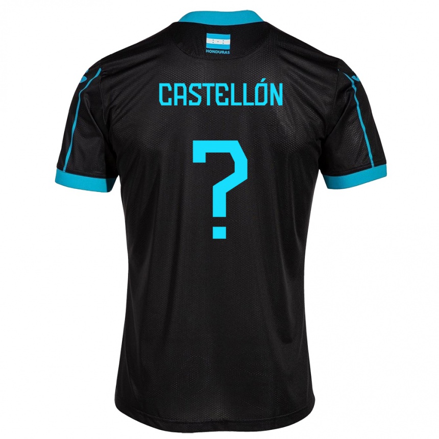 レディースフットボールホンジュラスIngris Castellón#0黒アウェイシャツ24-26ジャージーユニフォーム