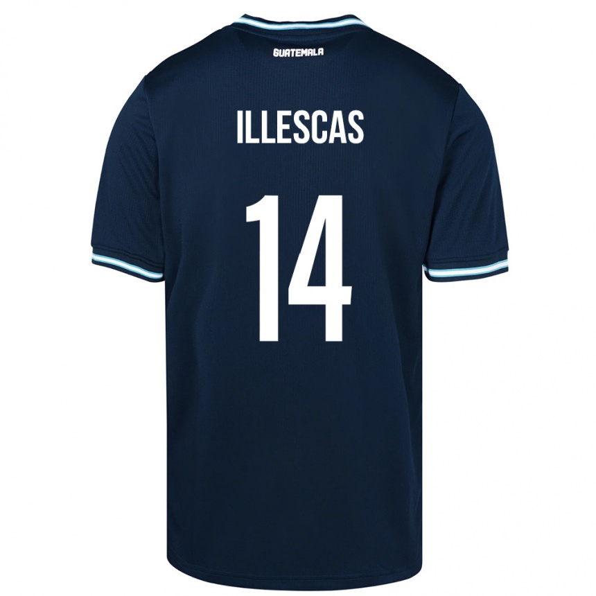 レディースフットボールグアテマラKevin Illescas#14青アウェイシャツ24-26ジャージーユニフォーム