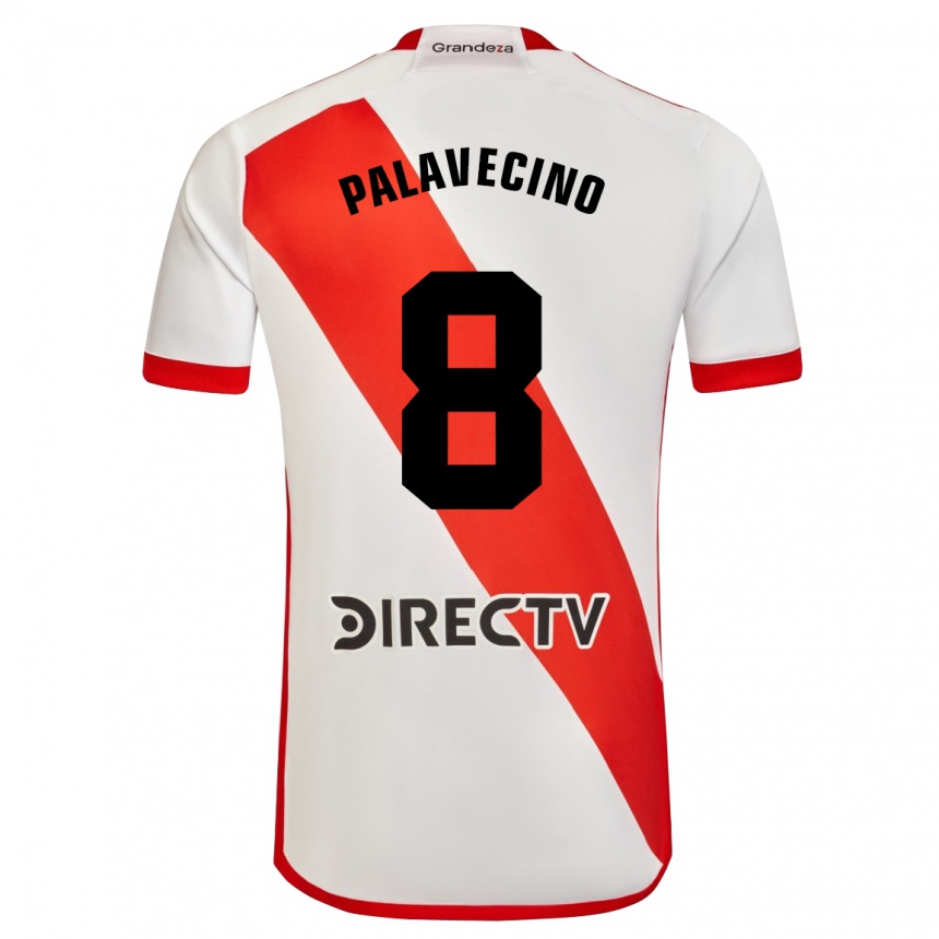 キッズフットボールアグスティン・パラベシーノ#8赤、白ホームシャツ2023/24ジャージーユニフォーム