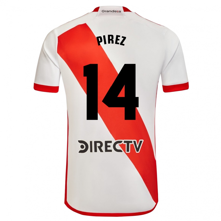 キッズフットボールレアンドロ・ゴンサレス・ピレス#14赤、白ホームシャツ2023/24ジャージーユニフォーム