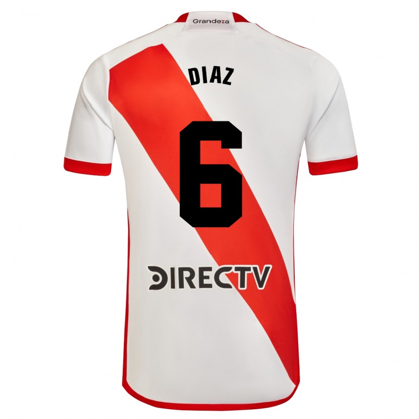キッズフットボールミラグロス・ディアス#6赤、白ホームシャツ2023/24ジャージーユニフォーム