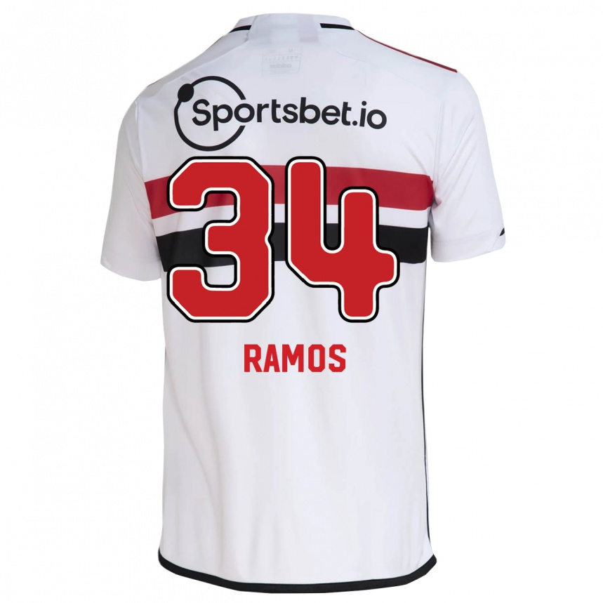 キッズフットボールライー・ラモス#34白ホームシャツ2023/24ジャージーユニフォーム