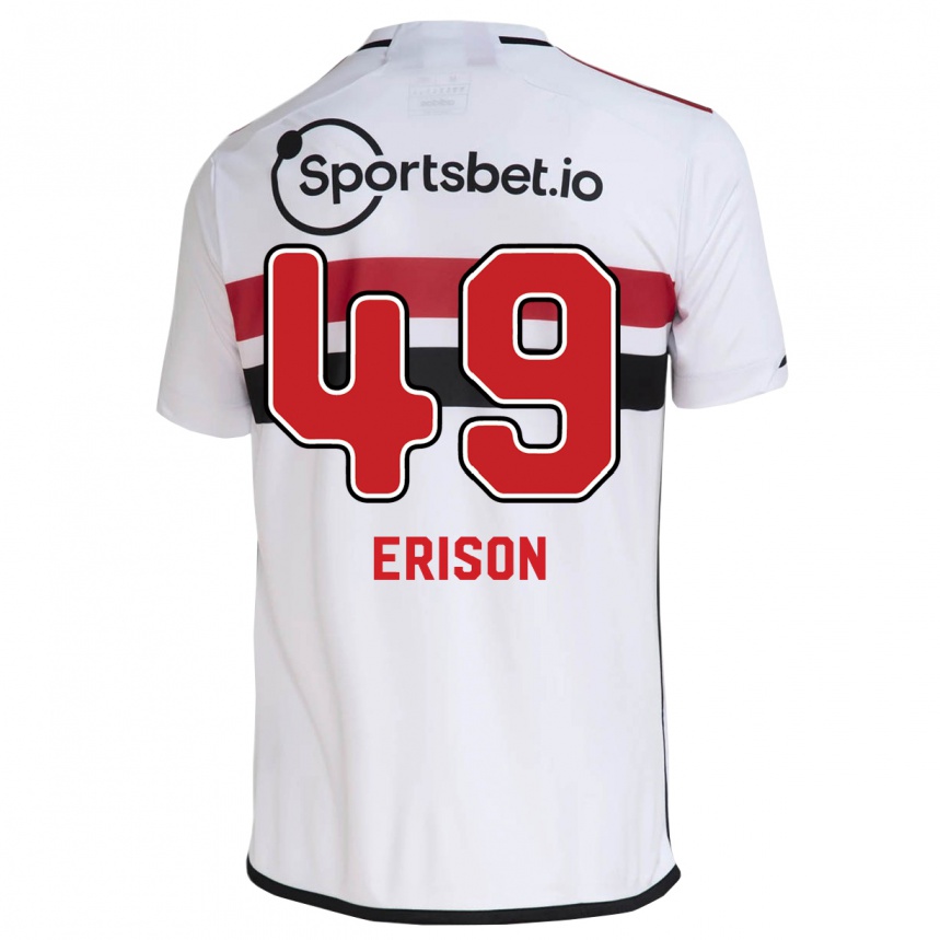 キッズフットボールエリソン#49白ホームシャツ2023/24ジャージーユニフォーム