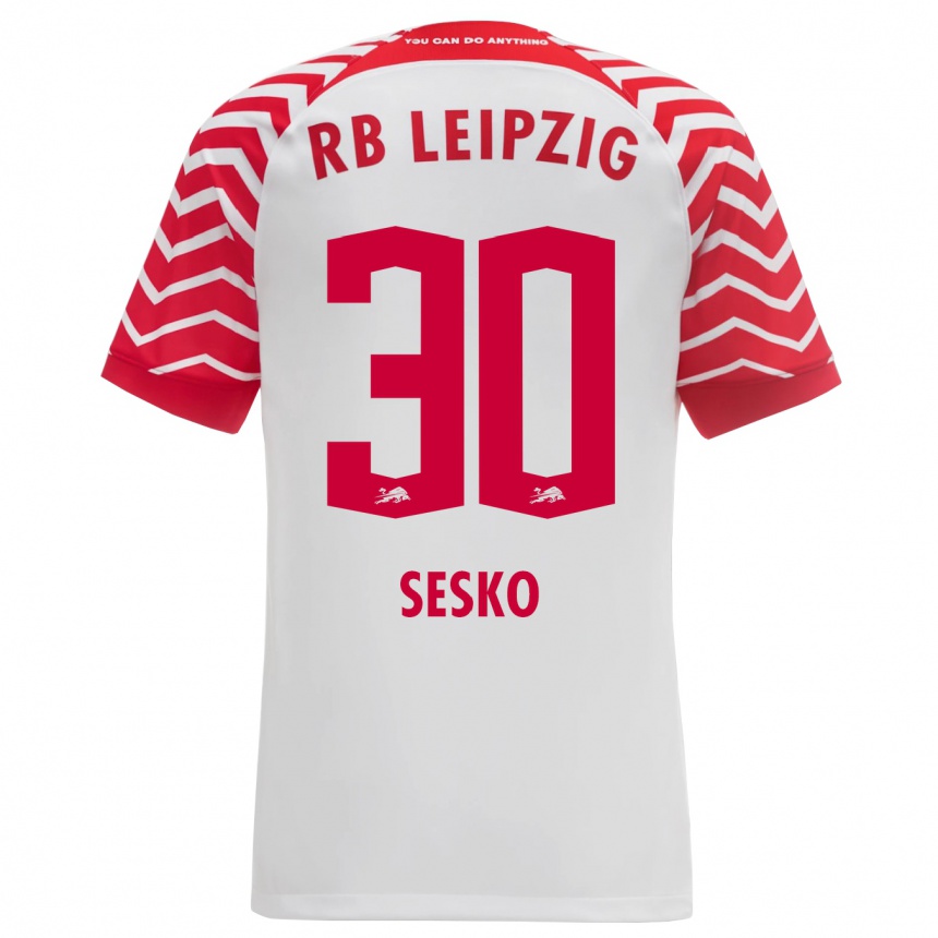 キッズフットボールベンヤミン・シェシュコ#30白ホームシャツ2023/24ジャージーユニフォーム