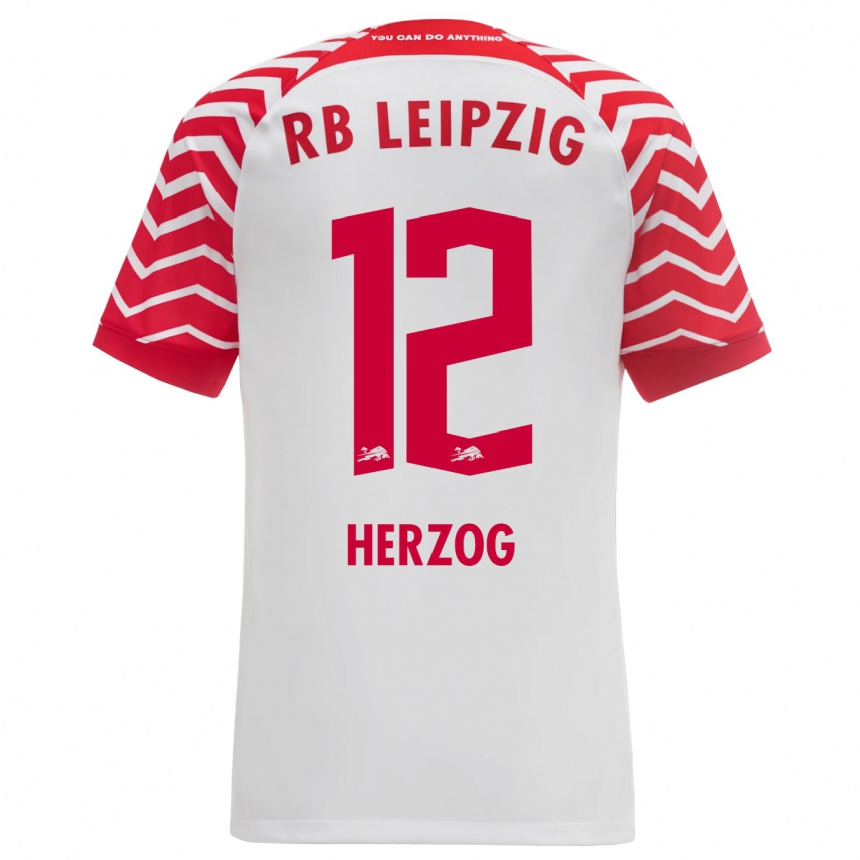 キッズフットボールエルバイラ・ヘルツォーク#12白ホームシャツ2023/24ジャージーユニフォーム