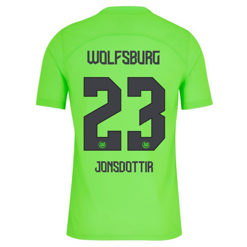 キッズフットボールスヴェインディス・ジェーン・ヨンスドッティル#23緑ホームシャツ2023/24ジャージーユニフォーム