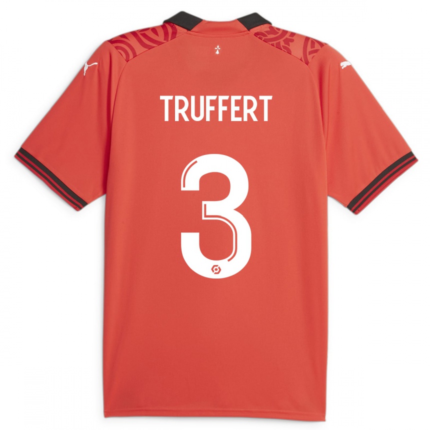 キッズフットボールアドリエン・トリュフォー#3赤ホームシャツ2023/24ジャージーユニフォーム