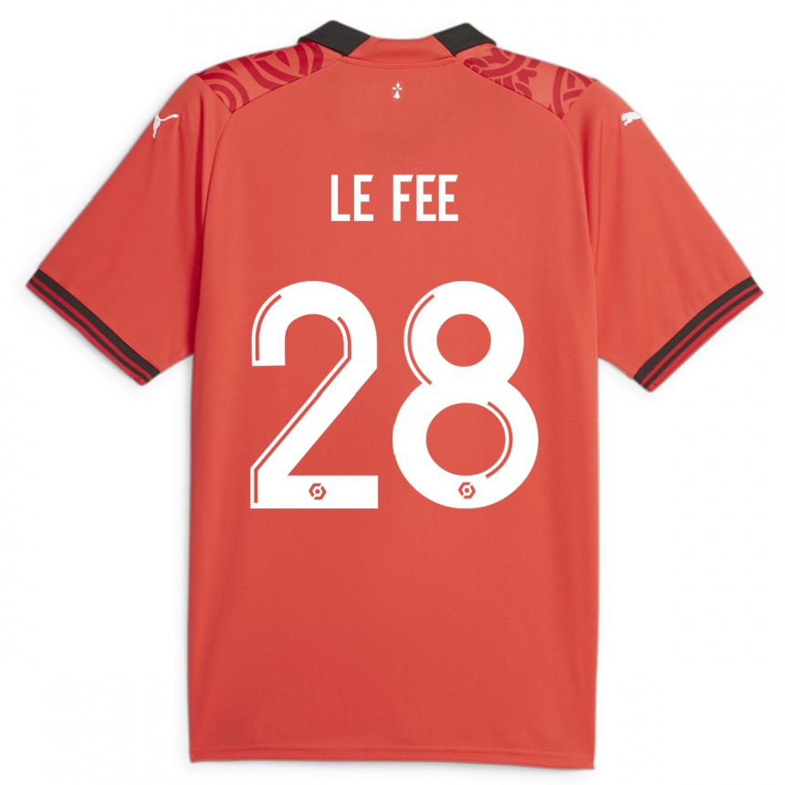 キッズフットボールエンゾ・ル・フェー#28赤ホームシャツ2023/24ジャージーユニフォーム