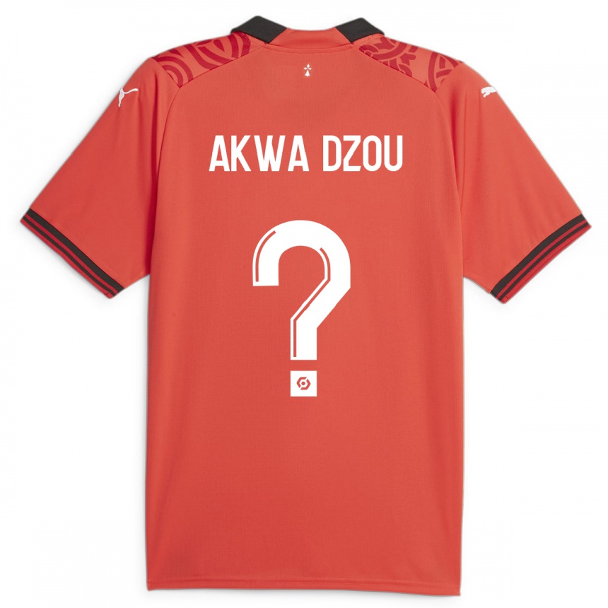 キッズフットボールヨアン・アクワ・ゾウ#0赤ホームシャツ2023/24ジャージーユニフォーム