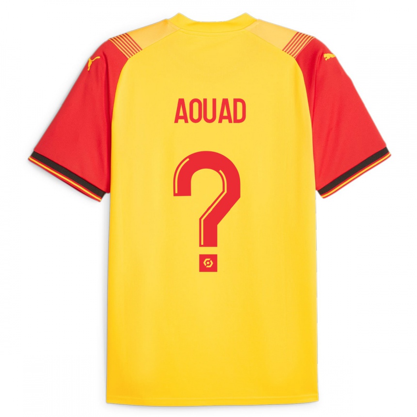 キッズフットボールイスマエル・アウアド#0イエローホームシャツ2023/24ジャージーユニフォーム