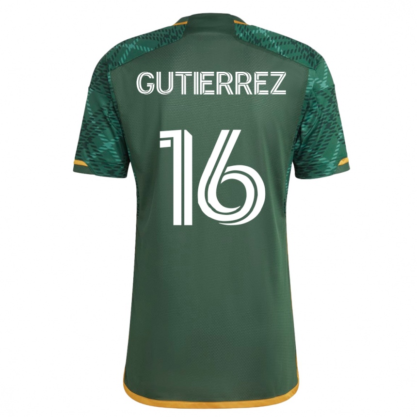 キッズフットボールディエゴ・グティエレス#16緑ホームシャツ2023/24ジャージーユニフォーム