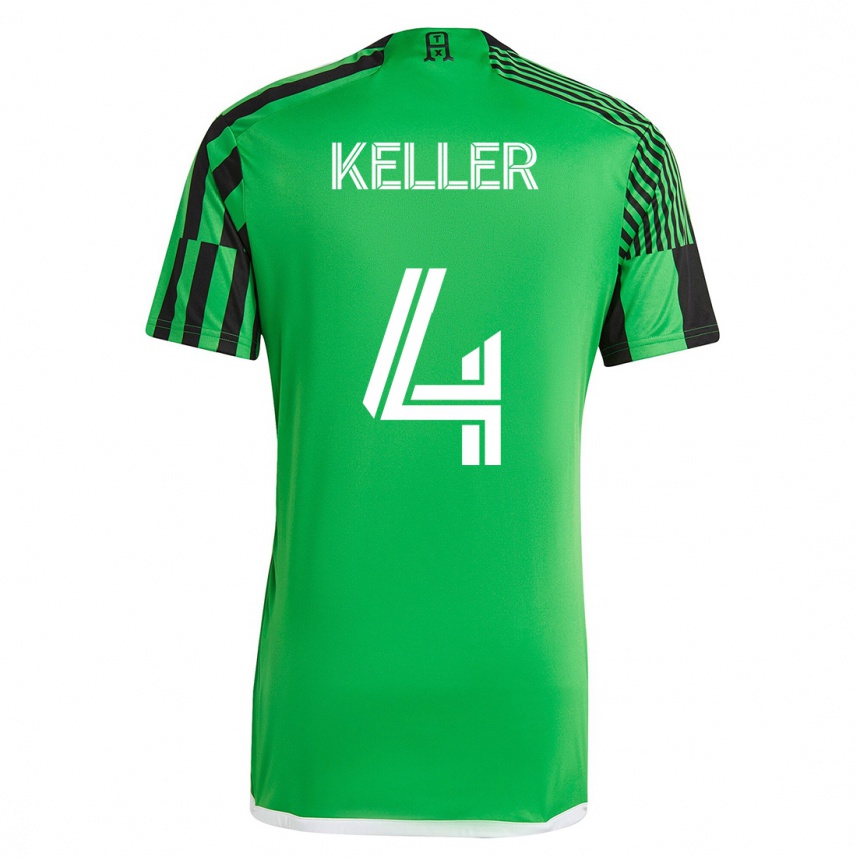 キッズフットボールキップ・ケラー#4グリーンブラックホームシャツ2023/24ジャージーユニフォーム