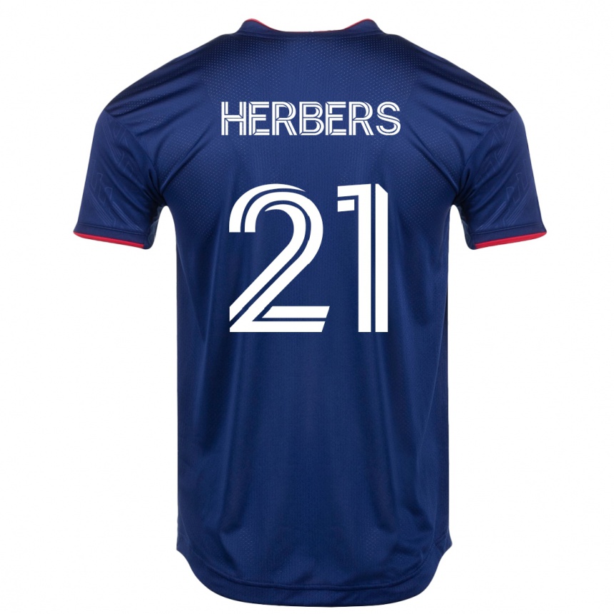 キッズフットボールファビアン・ヘルベルス#21ネイビーホームシャツ2023/24ジャージーユニフォーム