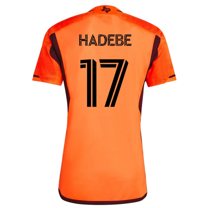 キッズフットボールティーンエイジ・ハデベ#17オレンジホームシャツ2023/24ジャージーユニフォーム