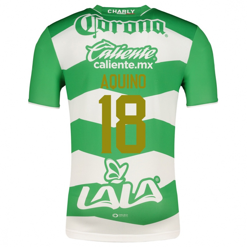 キッズフットボールペドロ・アキーノ#18緑ホームシャツ2023/24ジャージーユニフォーム