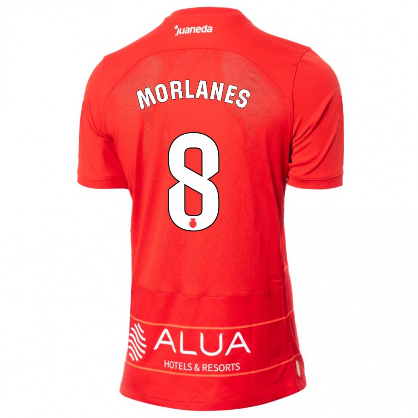 キッズフットボールマヌ・モルラネス#8赤ホームシャツ2023/24ジャージーユニフォーム