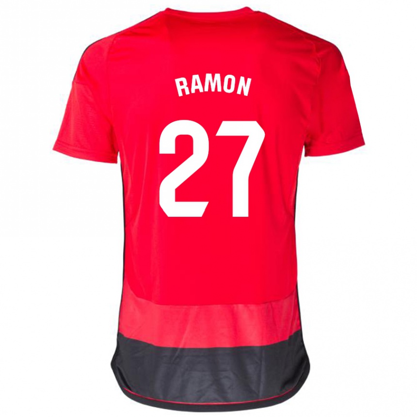 キッズフットボールパブロ・ラモン#27赤、黒ホームシャツ2023/24ジャージーユニフォーム
