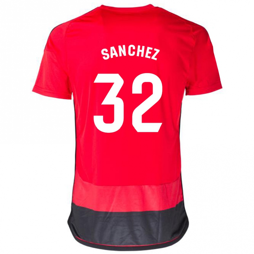 キッズフットボールルベン・サンチェス#32赤、黒ホームシャツ2023/24ジャージーユニフォーム
