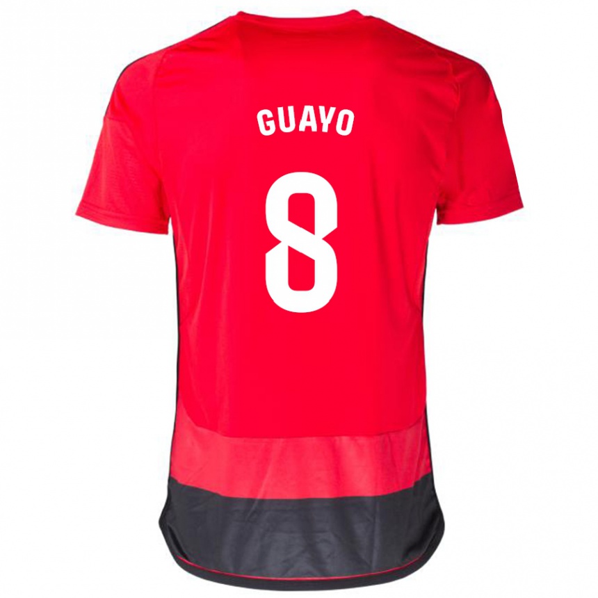 キッズフットボールグアヨ#8赤、黒ホームシャツ2023/24ジャージー 