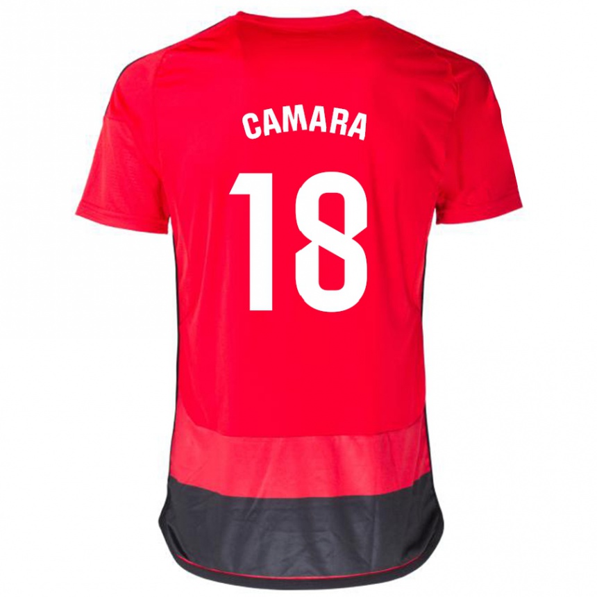 キッズフットボールアーロン・カマラ・ロペス#18赤、黒ホームシャツ2023/24ジャージーユニフォーム