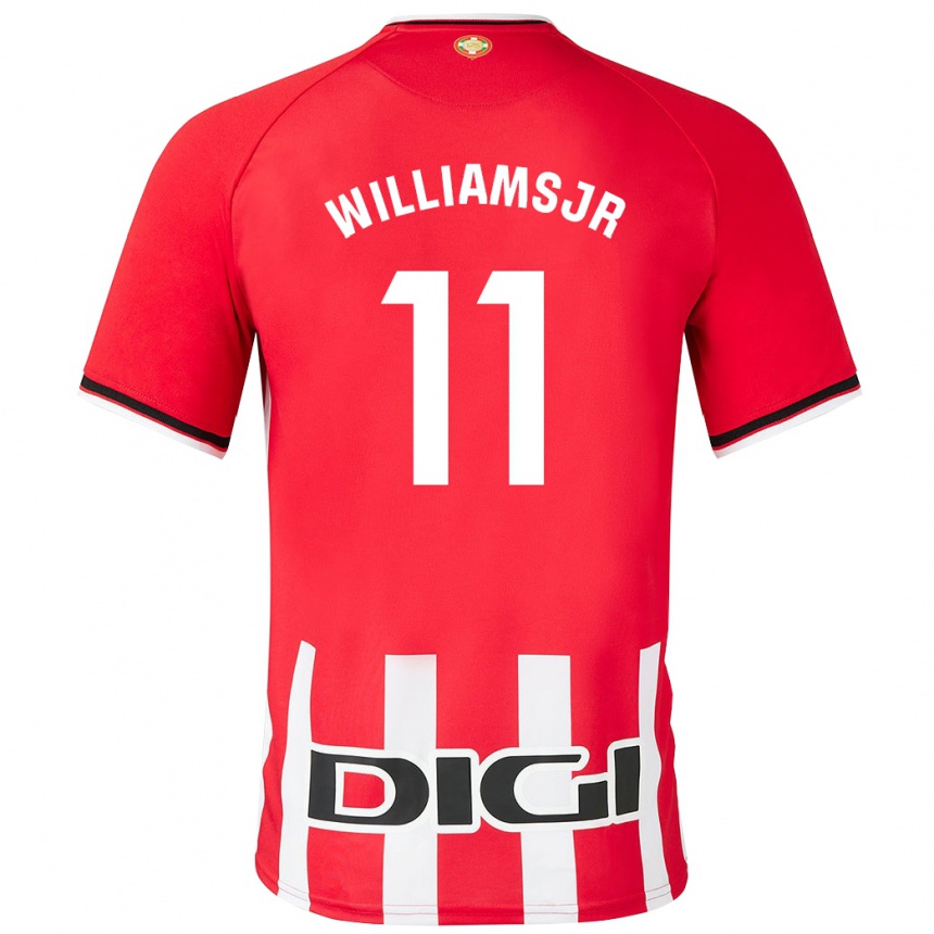 キッズフットボールニコ・ウィリアムズ#11赤ホームシャツ2023/24ジャージーユニフォーム