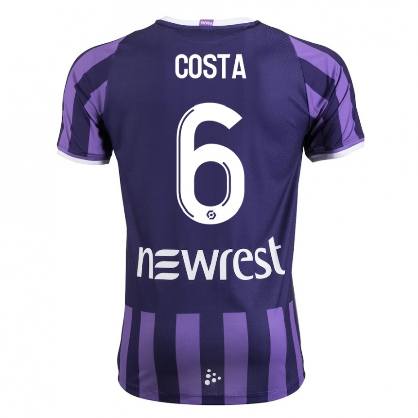 キッズフットボールローガン・コスタ #6紫アウェイシャツ2023/24ジャージーユニフォーム