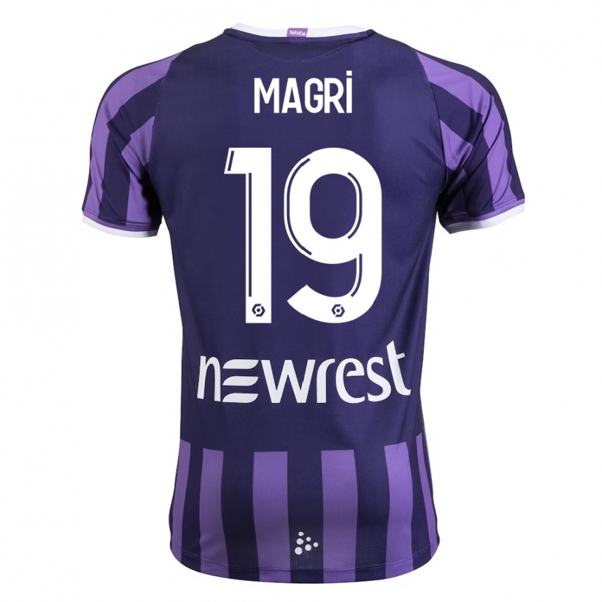 キッズフットボールフランク・マグリ#19紫アウェイシャツ2023/24ジャージーユニフォーム