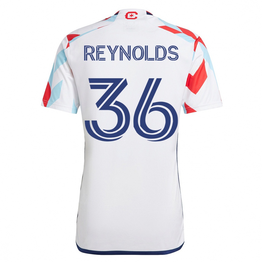 キッズフットボールジャスティン・A・レイノルズ#36白青アウェイシャツ2023/24ジャージーユニフォーム