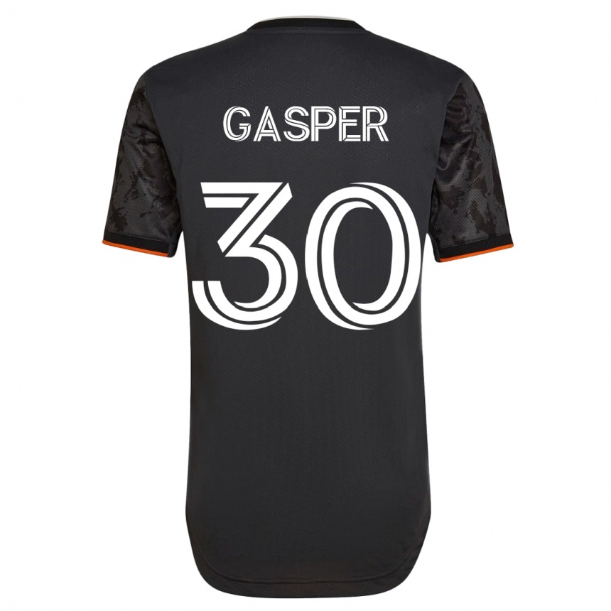 キッズフットボールチェイス・ガスパー#30黒アウェイシャツ2023/24ジャージーユニフォーム