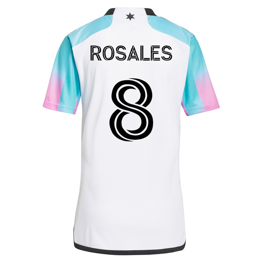キッズフットボールジョゼフ・ロサレス#8白アウェイシャツ2023/24ジャージーユニフォーム