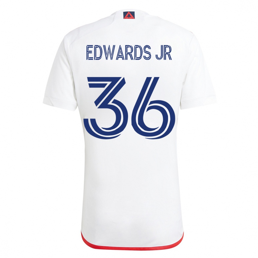 キッズフットボールアール・エドワーズ・ジュニア#36赤、白アウェイシャツ2023/24ジャージーユニフォーム