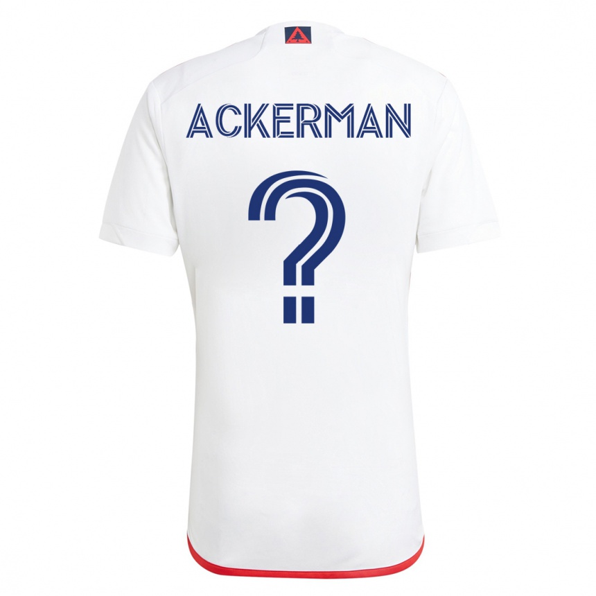 キッズフットボールつまりアッカーマン#0赤、白アウェイシャツ2023/24ジャージーユニフォーム