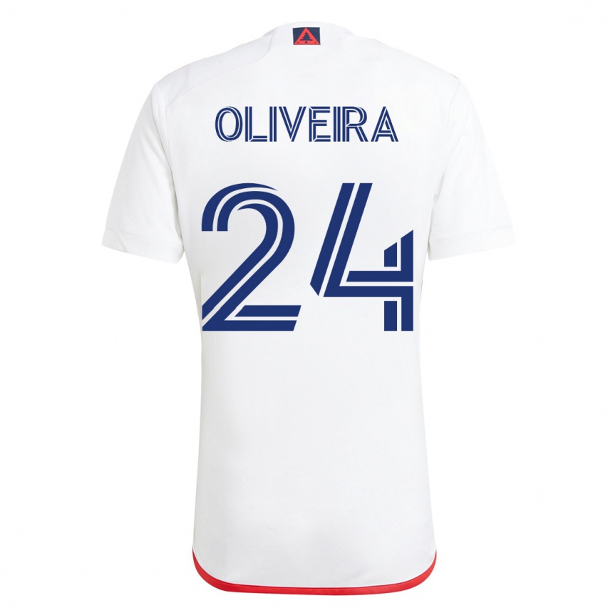 キッズフットボールクリスティアーノ・オリベイラ#24赤、白アウェイシャツ2023/24ジャージーユニフォーム