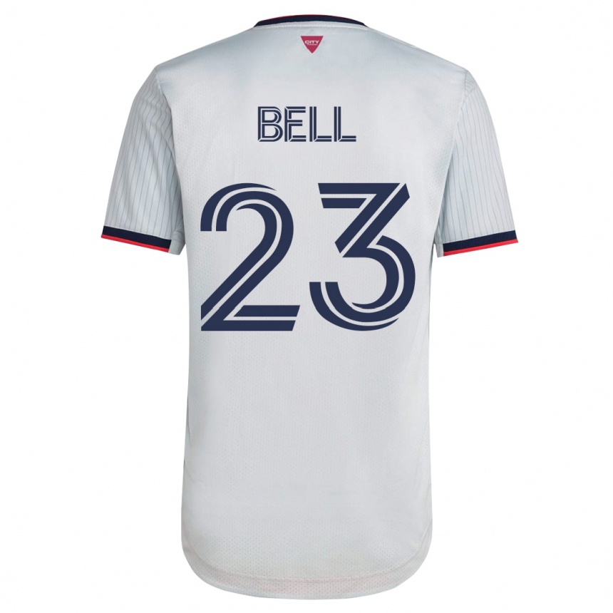 キッズフットボールジョン・ベル#23白アウェイシャツ2023/24ジャージーユニフォーム