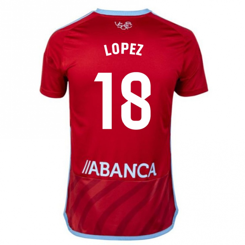 キッズフットボールジョエル・ロペス・サルゲロ#18赤アウェイシャツ2023/24ジャージーユニフォーム